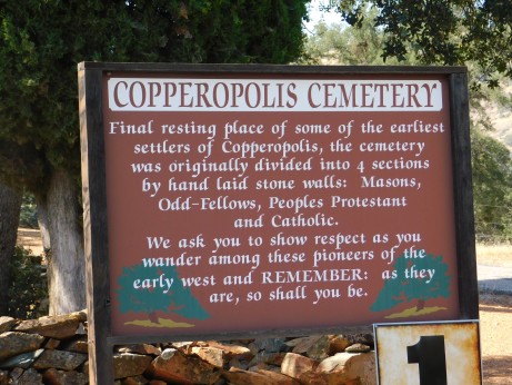 [Picture of Copperopolis Cemetery sign]